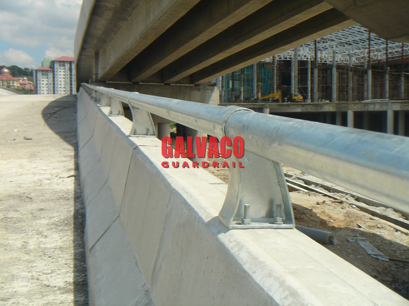 Bridge Parapet Handrail mounted on a concrete parapet for bridge safety