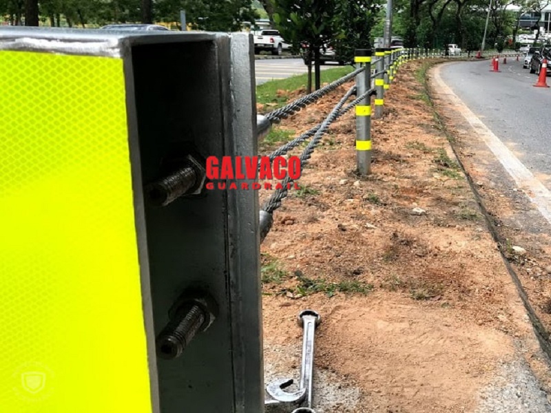 Galvaco Wire Rope Guardrail as a divider in between roads
